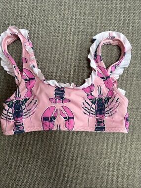 NWOT- Vineyard Vines Girls Pink Lobster Ruffle Strap Swim Top